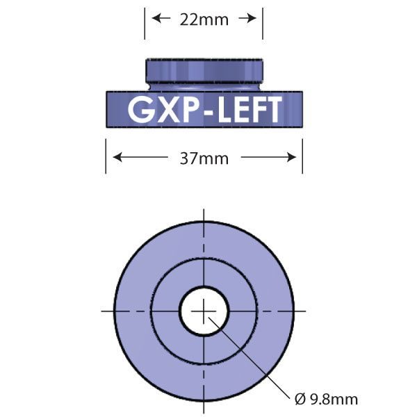 GXP-LEFT Open Bore Adapter Diagram - Bicycle Parts Direct